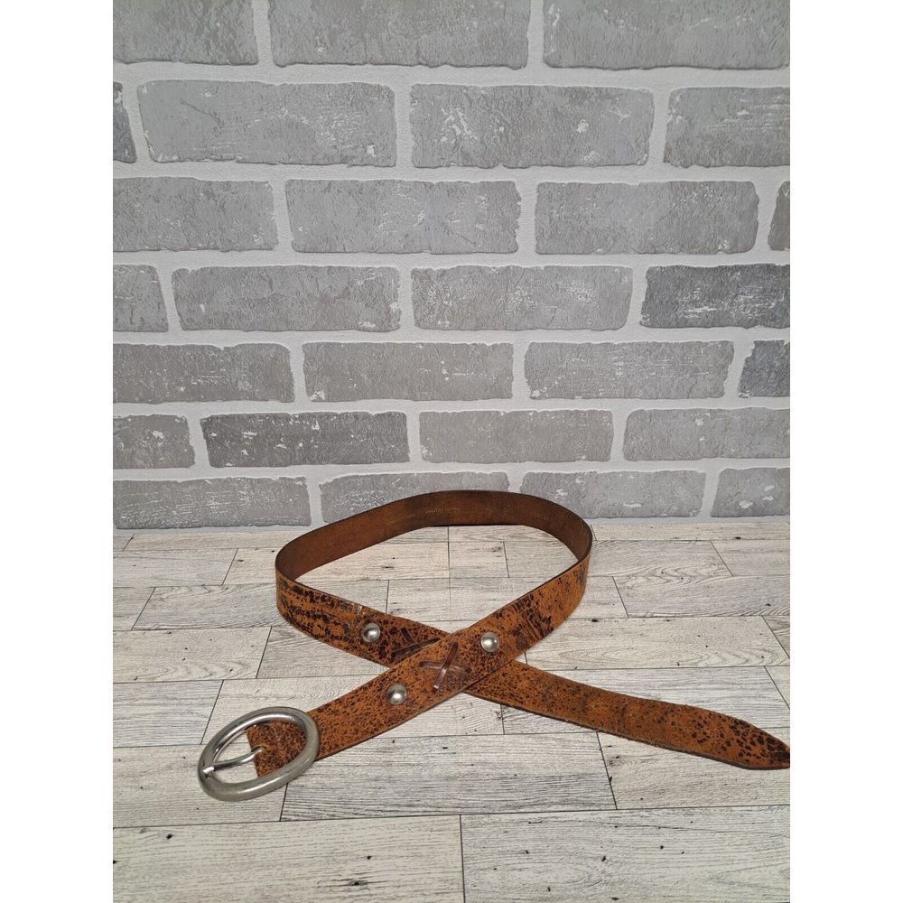 Buckle Italian Leather Studded Western‎ Rodeo Silver Buckle Size Large